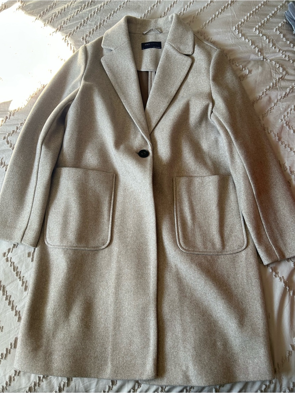 Minimalist Cream Single-Button Trench Coat by Aritzia